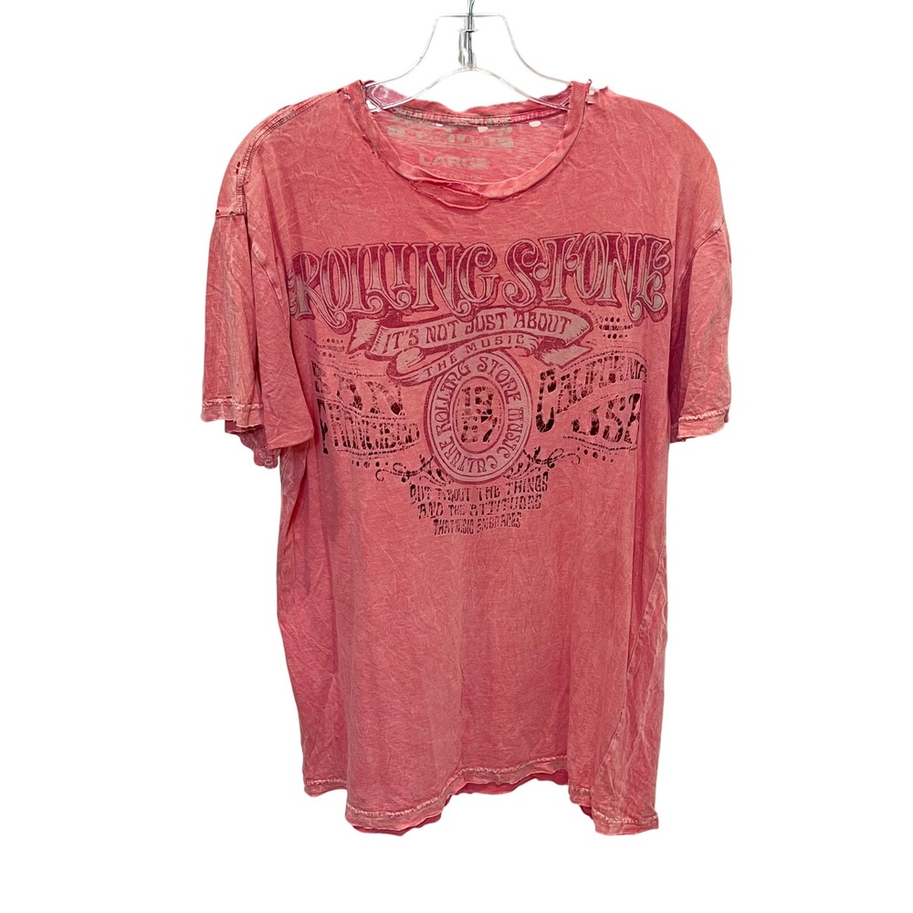 Rolling Stones Distressed Graphic T-Shirt Grunge Rock Band Tee Size Large